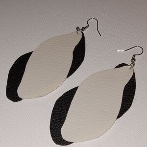 CLEARANCE Vegan leather black and white earrings